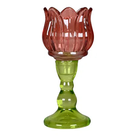Ljusstake för värmeljus, rosa Tulpan H 15 cm