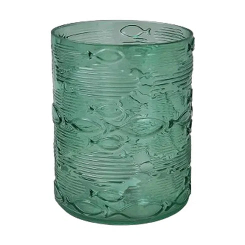 Ljusstake värmeljus, H 12,4cm, Glas, Grön