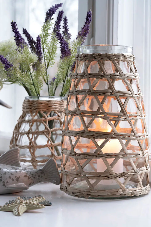 Vas, W. weave-dekor, H26xDia16cm