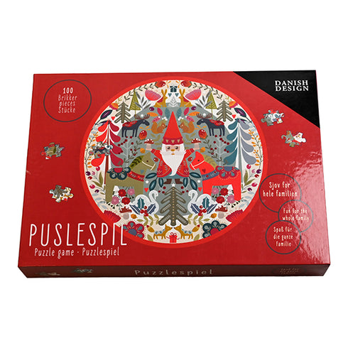 Pussel, 100 bitars, Rund, Jultomte, Christmas Moments