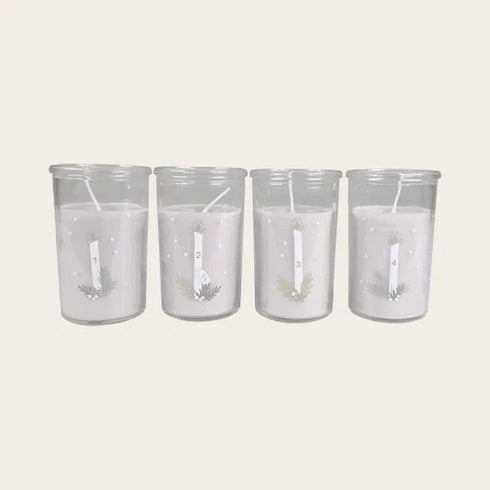 Adventsljus i glas, H10cm, Paraffin 4/ask