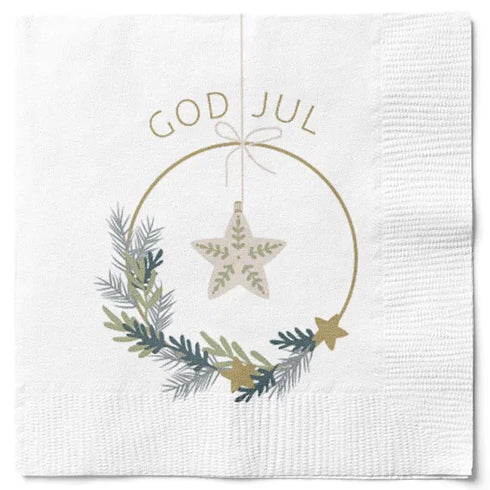 Servetter, 3-lags, Vit, God Jul, Christmas Spirits