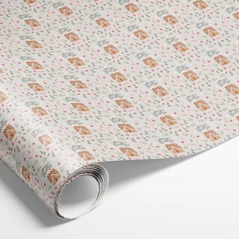 Presentpapper, Ginger, Hus, Beige, 10 m