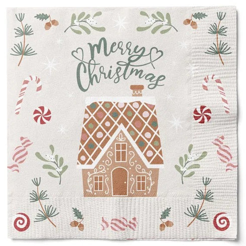 Servetter, 3-lags, Beige, Pepparkakshus, Ginger