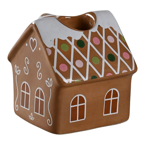 Ljusstake - Pepparkakshus, H 6cm, Serie: "Christmas Ginger", Brun