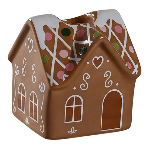Ljusstake - Pepparkakshus, H 6cm, Serie: "Christmas Ginger", Brun