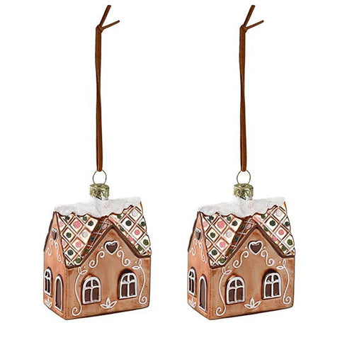 Figurkulor i glas, Pepparkakshus, H7cm, Brun, 2/box