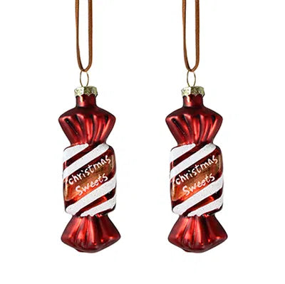 Figurkulor i glas, Godis H7cm, Röd, 2/box