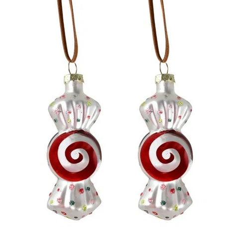 Figurkulor i glas, Godis m/silver, H7cm, Creme, 2/box