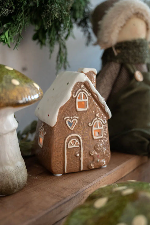 Keramikhus, Ginger, Brunt, H 12cm