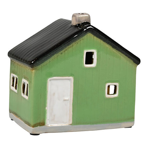Keramikhus, Sjöbod, Grönt, H 12cm