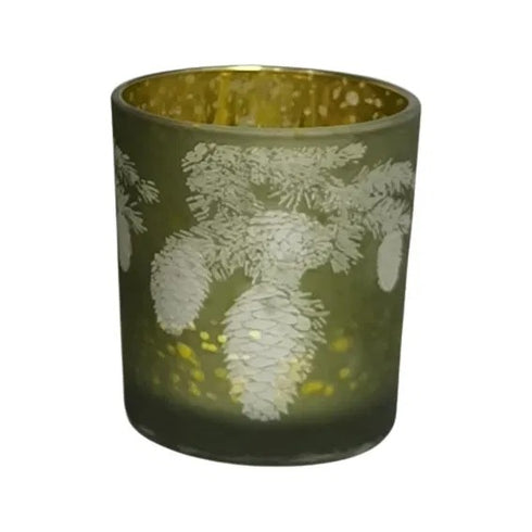 Värmeljuslykta kotte, H8cm, Glas, Grön