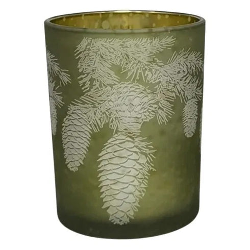 Värmeljuslykta kotte, H12,5cm, Glas, Grön