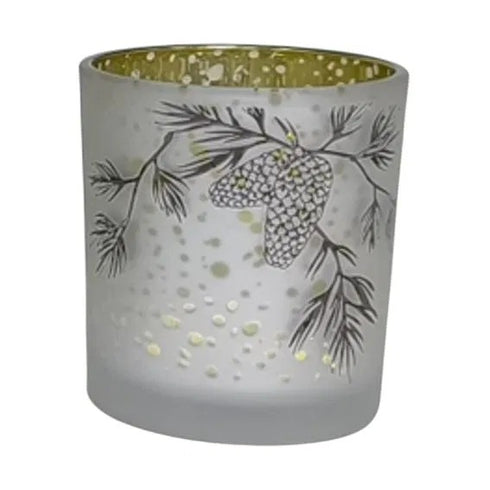 Värmeljuslykta julris, H8cm, Glas, Vit