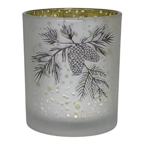 Värmeljusstake med julkvistmotivm, medium