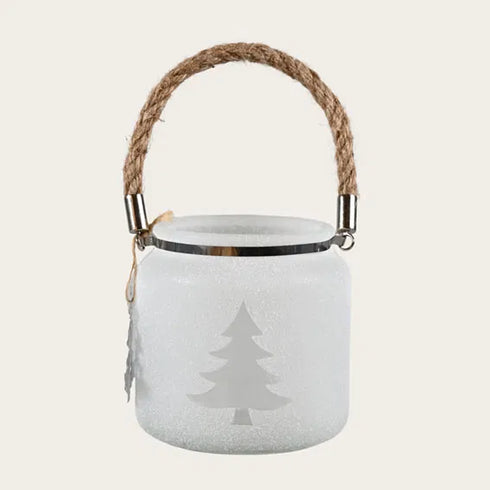 Lykta, H10cm, Glas, Vit