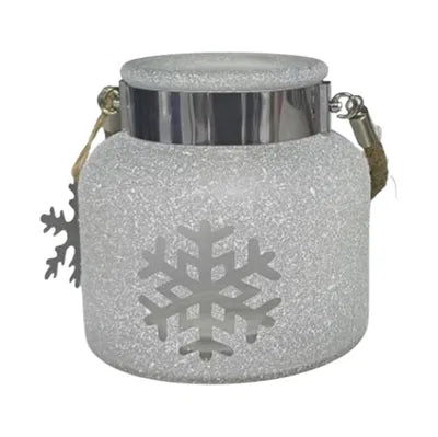 Lykta, H12cm, Glas, Vit