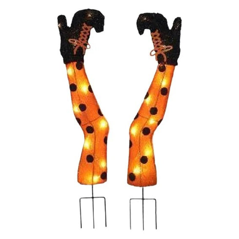 Häxben Halloweendekoration med LED H 58cm