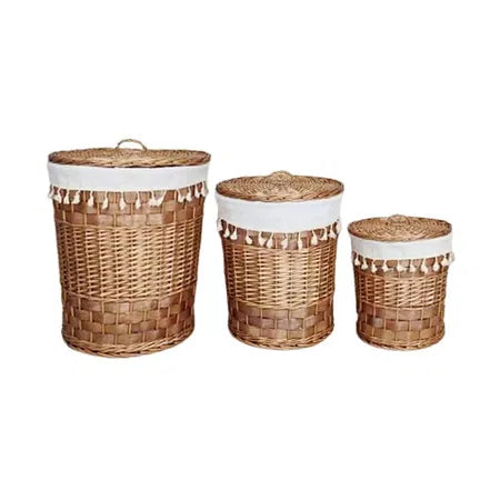 Tvättkorg med lock och bomullsfodring