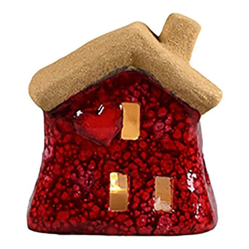 Hus fördekoration med LED, H 10,2cm