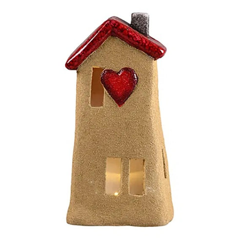 Hus fördekoration med LED, H 18,5cm