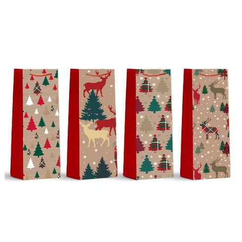 Presentpåse till vinflaska, natur, 4 ass