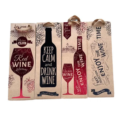 Gift bag for wine bottles - brown/black/red