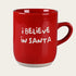 Textmugg, I Believe in Santa, H 9,5 cm, Röd