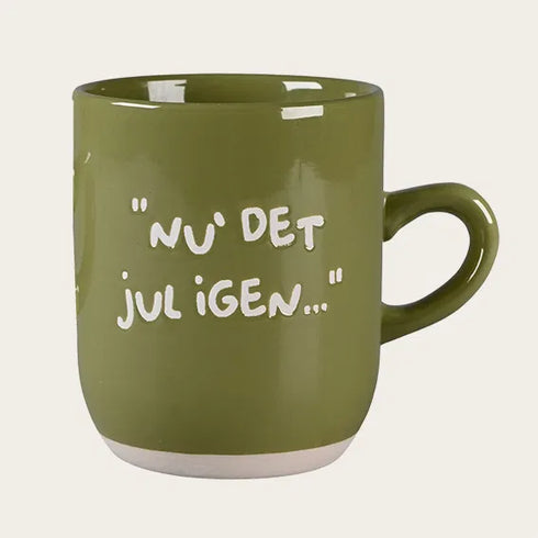 Textmugg, Nu det jul igen, H 9,5 cm, Grön