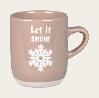 Textmugg, Let it snow, H 9,5 cm, Beige