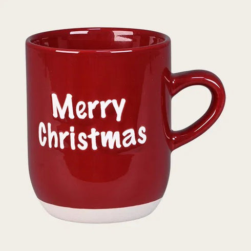Textmugg, Merry Christmas, H 9,5 cm, Röd
