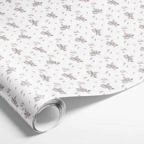 Presentpapper, Disksrulle, Holly, Creme, 38cm x 250 m