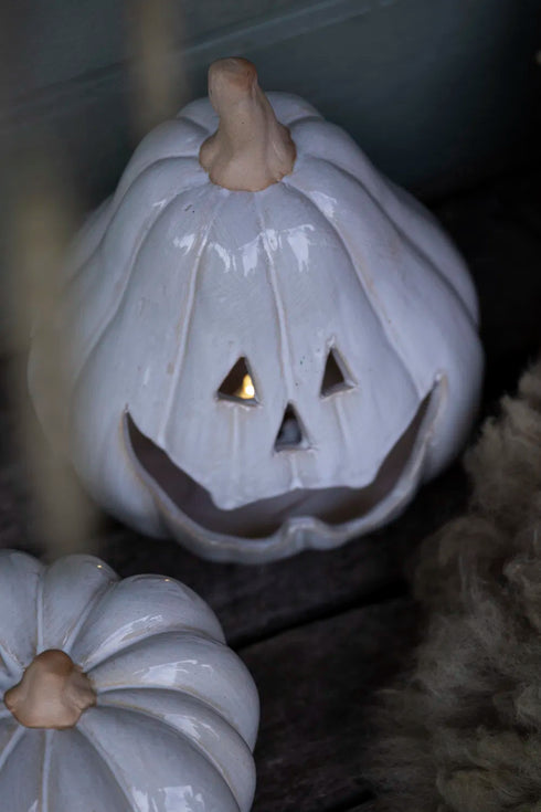 Pumpa med LED, Porslin, vit, H 17,7 cm