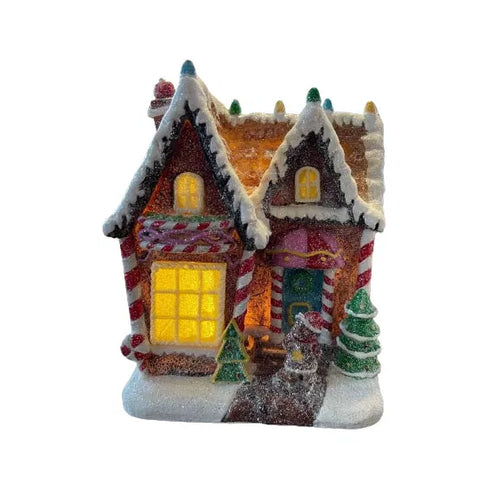 Pepparkakshus med LED, H 16,6cm, Flerfärgad