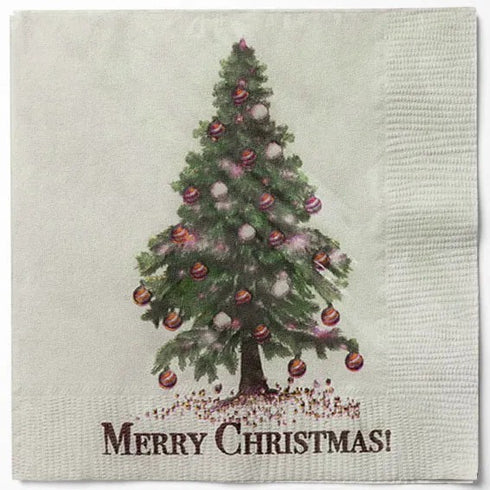 Servetter, 3-lags, Grön, Merry Christmas, Julgran