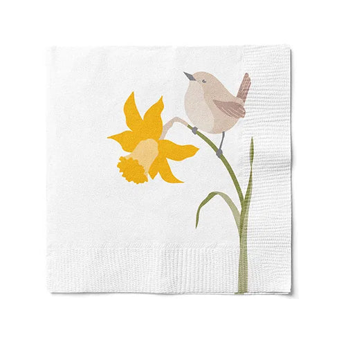 Servetter, 3-lags, Vit, Easter Blossom, 25x25cm