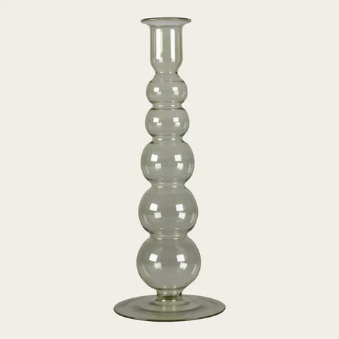 Ljusstake, glas, grön, H 23cm