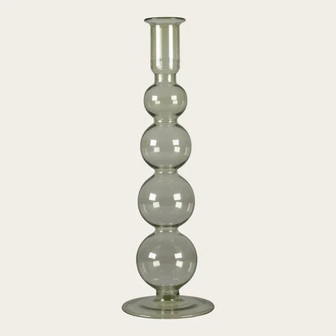 Ljusstake, glas, grön, H 25cm