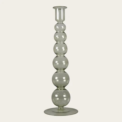 Ljusstake, glas, grön, H 30,5cm