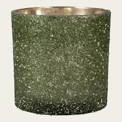 Ljuslykta, H10cm, Glas, Grön