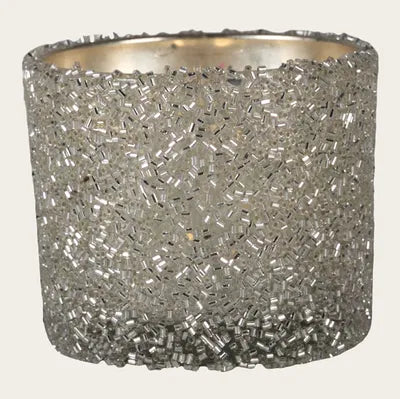 Ljuslykta, H6cm, Glas, Silverfärgad