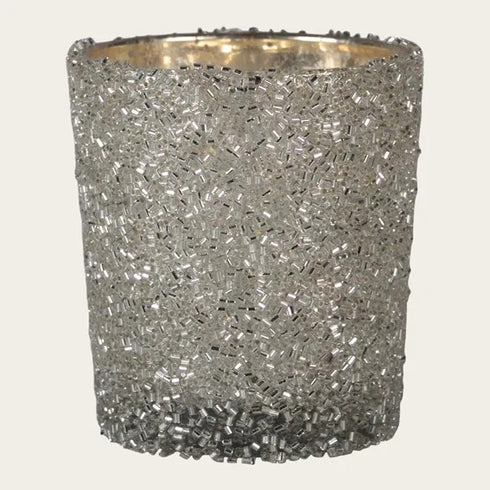 Ljuslykta, H8cm, Glas, Silverfärgad