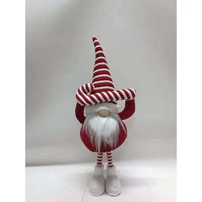 Tomte m. polkagris stående, H 26cm, Röd