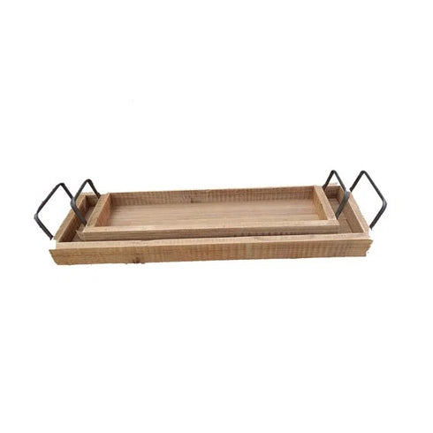 Bricka i trä H 4,5cm, B 57cm, D 18cm, 2set, Natur