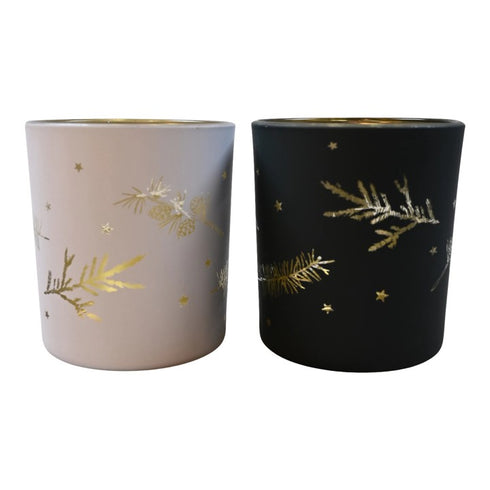 Ljuslykta, H8cm, Glas, Vit/Grön, 2ass