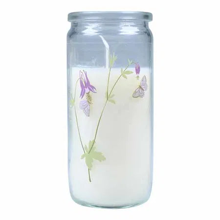 Blommig blomning, Ljus i glas, blommor