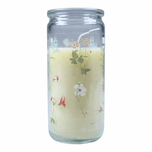 Blommig blomning, Ljus i glas, blommor