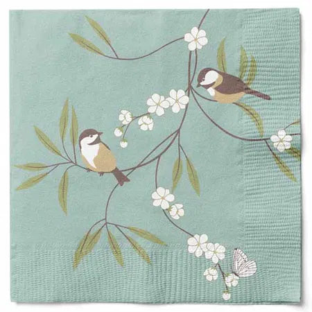 Servetter, 3-lags, Grön, Fåglar, Natural Spring