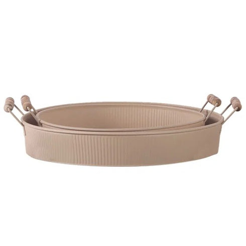 Bricka, Metall, Beige 2-set
