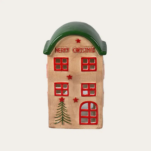 Keramikhus, Christmas Joy, Brunt, H 21cm
